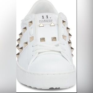 Valantino Garavani Women's White Sneakers with Gold Studs - Size 39